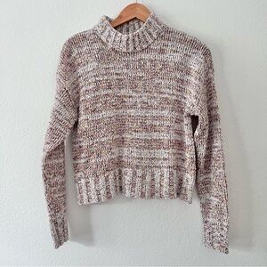 SO Cream Burgundry Heathered Cowl Neck Boxy Sweater